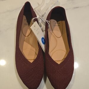 a new day Knit Pointed Ballet Flat - Wine Burgundy